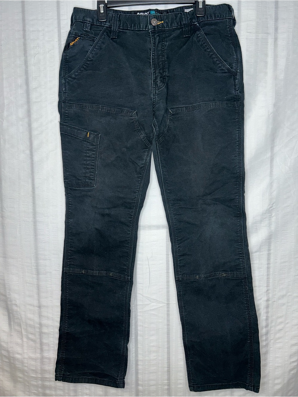 Ariat Rebar M7 Slim Fit Straight Leg Black DoubleKnee Carpenter Pants Men 34x34